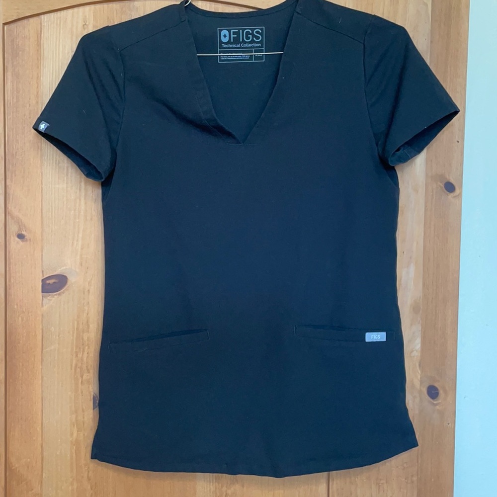 Black Casma 3 pocket scrub top, figs XXS